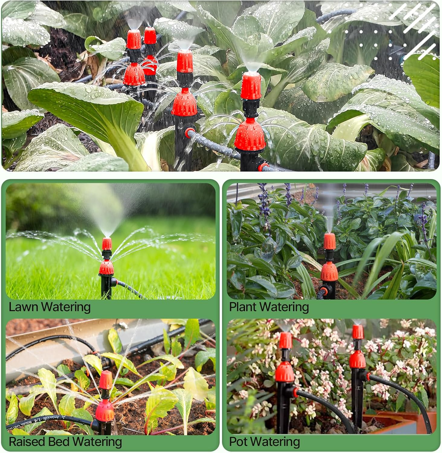Anleolife 82.4FT Automatic Drip Irrigation System Kit with Water Timer | 8 Programs & LCD Timer, Quick-Connect System