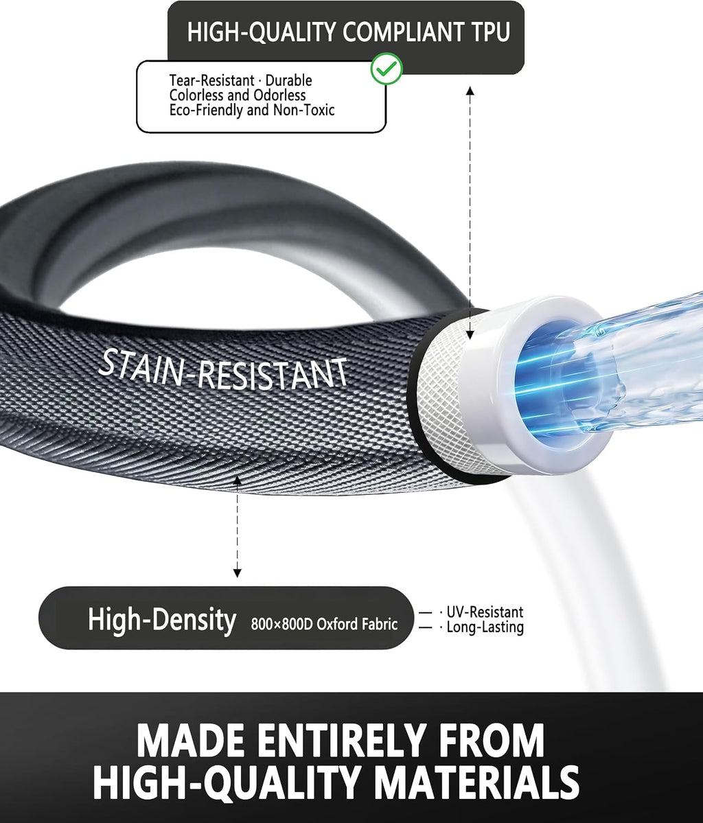 Flexible 100FT Garden Hose, Non-Expanding Lightweight Water Hose | 60% Lighter & Kink-Free, Burst-Resistant Up To