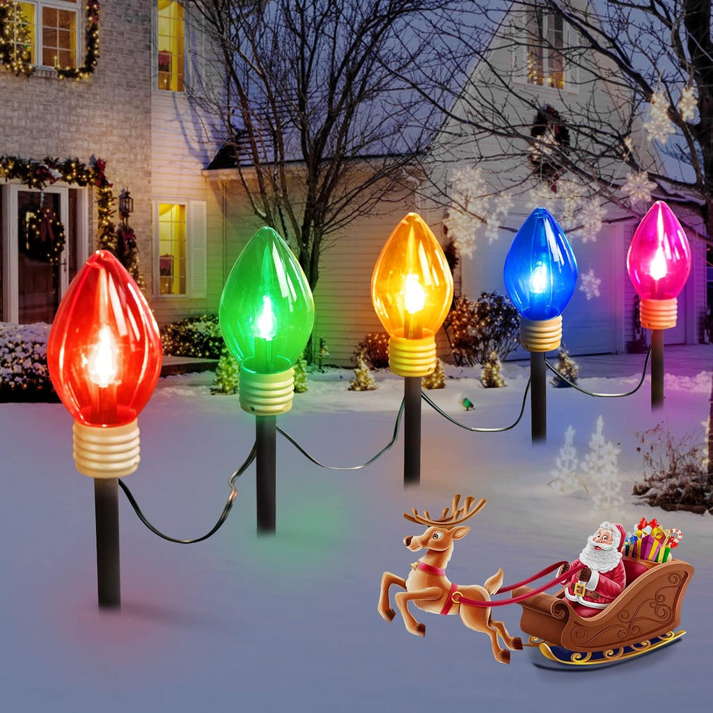 Jumbo C9 Christmas Pathway Lights Outdoor - 8.5 Feet 5 LED C9 Walkway Light