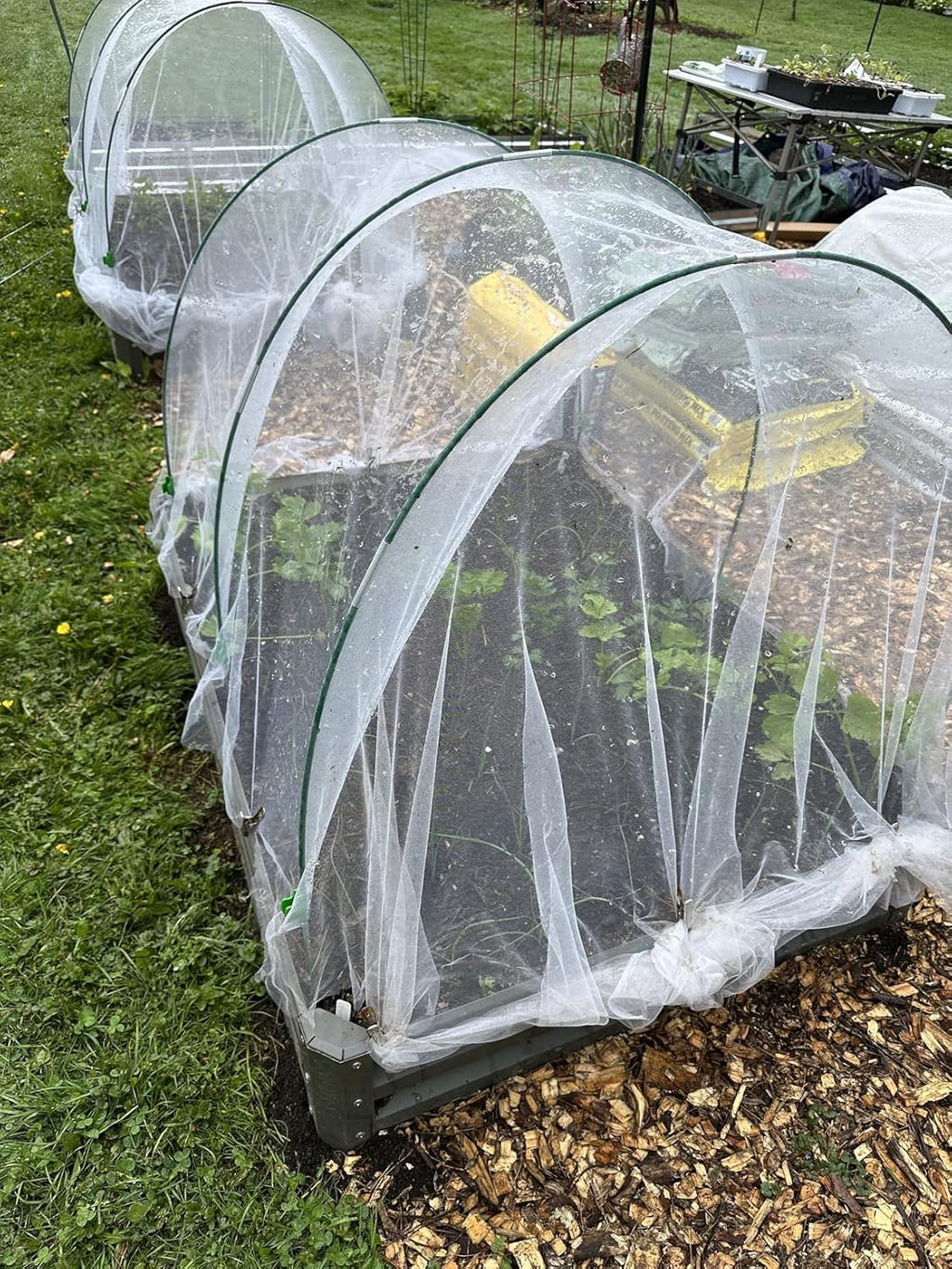 Garden Netting Kit for Raised Beds,10x33ft Ultra Fine Insect Netting Garden Bed Covers & 6 Sets of 8ft Fiberglass