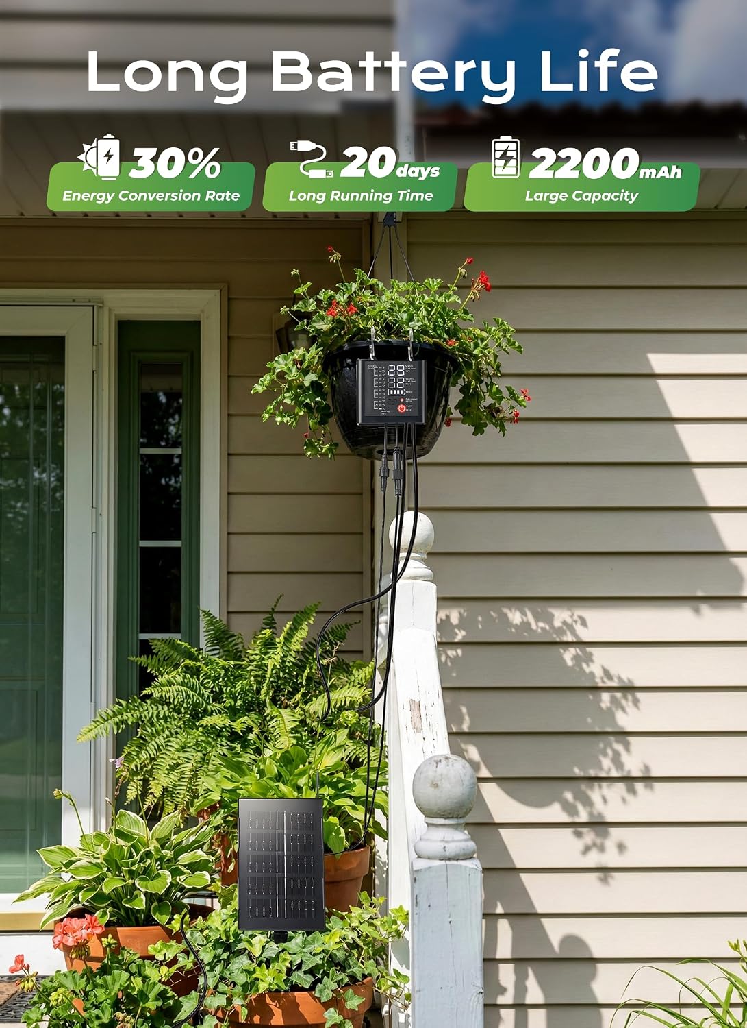 49ft Solar Drip Irrigation System with USB Charging for 15 Potted Plants | Plant Watering Devices, Automatic Watering