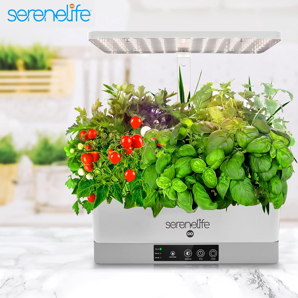 SereneLife Hydroponic Indoor Herb Garden Kit - 6 Pods, Full-Spectrum Grow Light, Adjustable Height, Smart Plant System