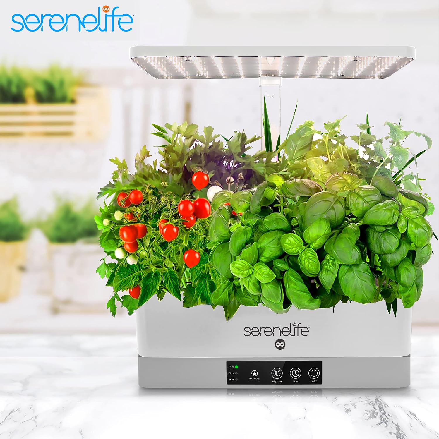 SereneLife Hydroponic Indoor Herb Garden Kit - 6 Pods, Full-Spectrum Grow Light, Adjustable Height, Smart Plant System