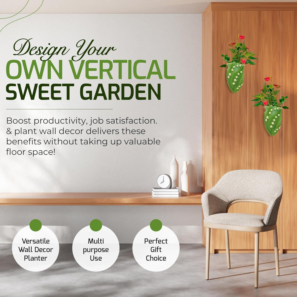 Lily of the Valley Wall Planter – Also Known as Mary’s Tears – Ibis and Orchid Designs – Hand Painted Bonded Marble – 7