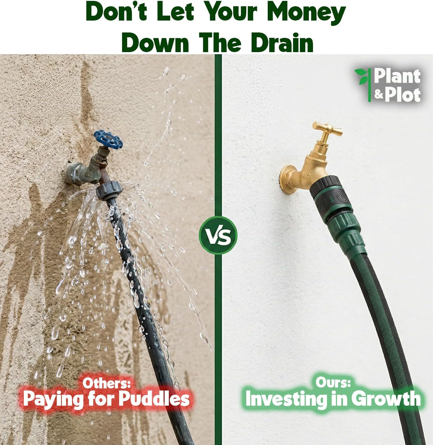 Flat Soaker Hose 75ft for Garden // Drip Hose for Garden Beds // Heavy Duty Leakproof Design with Quick Connect //