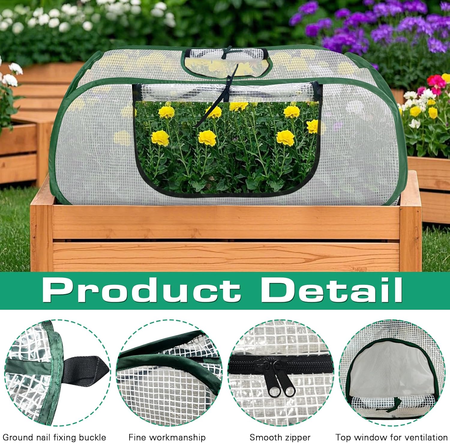 Garden Rows Accelerator Plants Cover-Garden Greenhouse with Roll-up Zipper Door,Thicker PE Cover for Indoor Outdoor