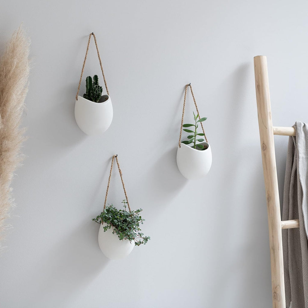 Kazai. Wall Planters -Ellie- | Hanging Ceramic Plant Pots 3 Pieces | Wall Decoration for Indoors, Balcony and Garden