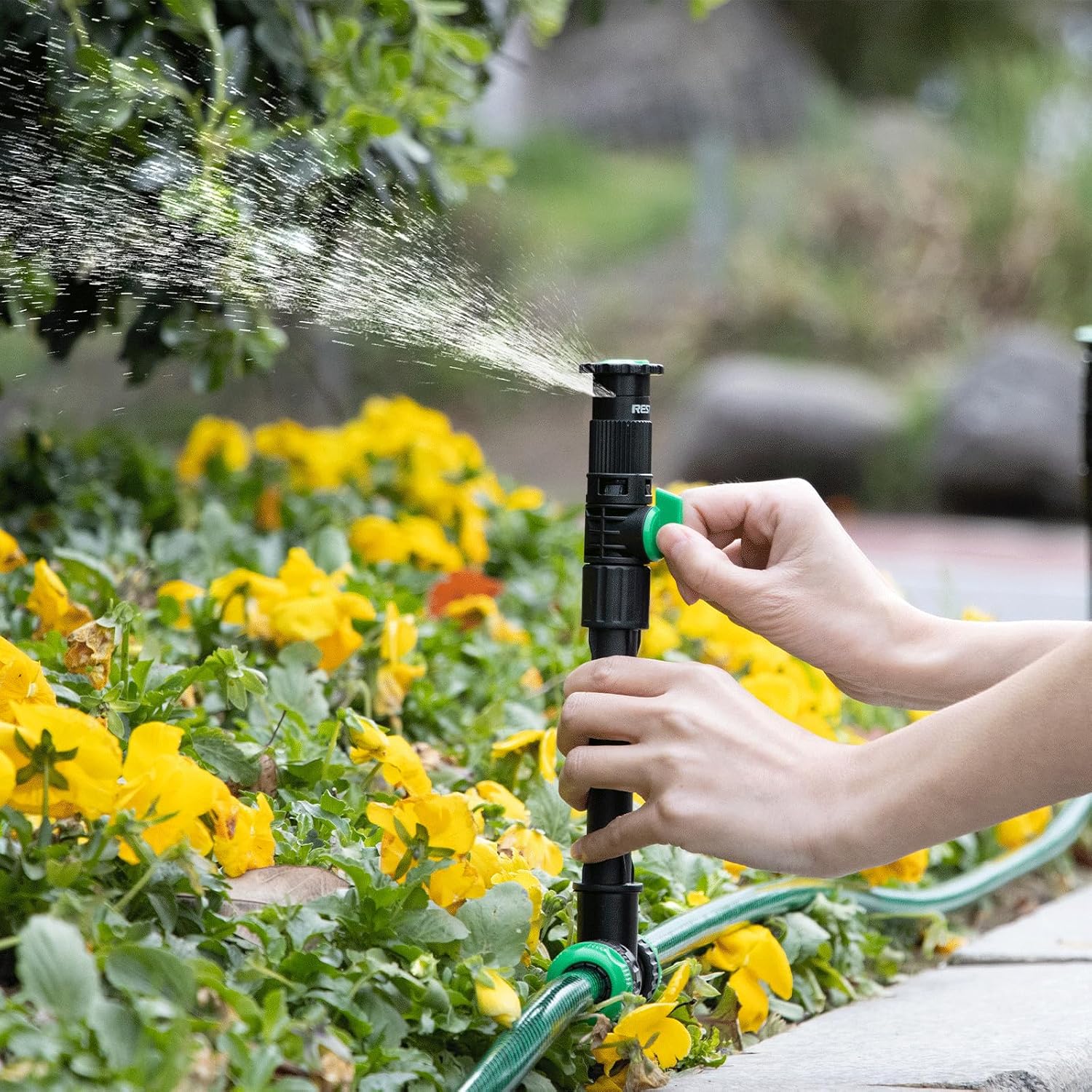 RESTMO Sprinklers for Yard, Above Ground Irrigation Garden Sprinkler System | Adjustable Spray Range, DIY Above Ground