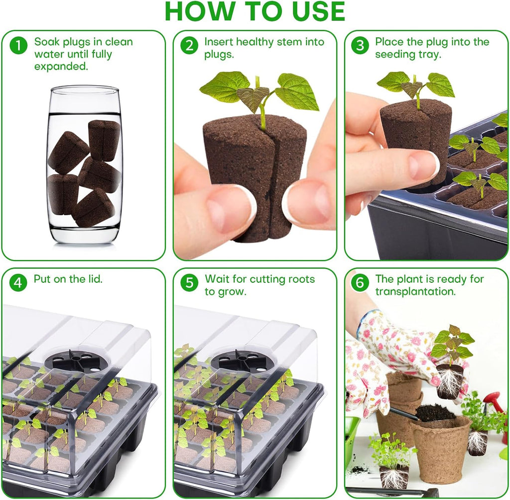40 Pcs Grow Sponges with Tray, Plant Starter Plugs for Cuttings, Great for Soil, Tray or Planting Pods Plant Rooter