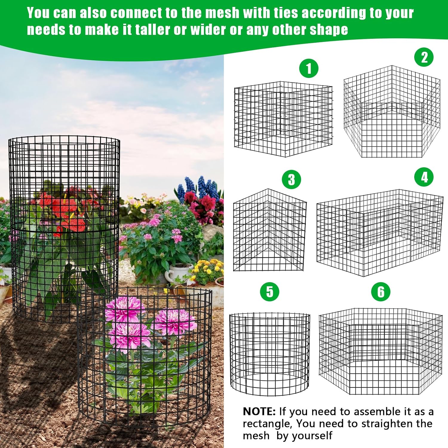 10 Pack Plant Protectors from Animals, 13x12 Plant Cages for Outdoor Plants | Wire Plant Protector, Thick Metal