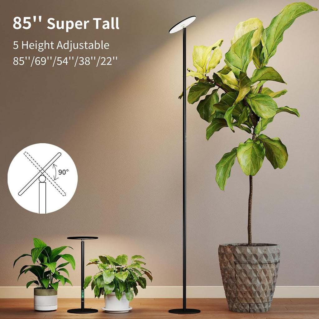 85" Tall Grow Light for Large Indoor Plants, 60W Full Spectrum | 1-23H Timer, Blue-Enhanced Sun Spectrum, Dimmable