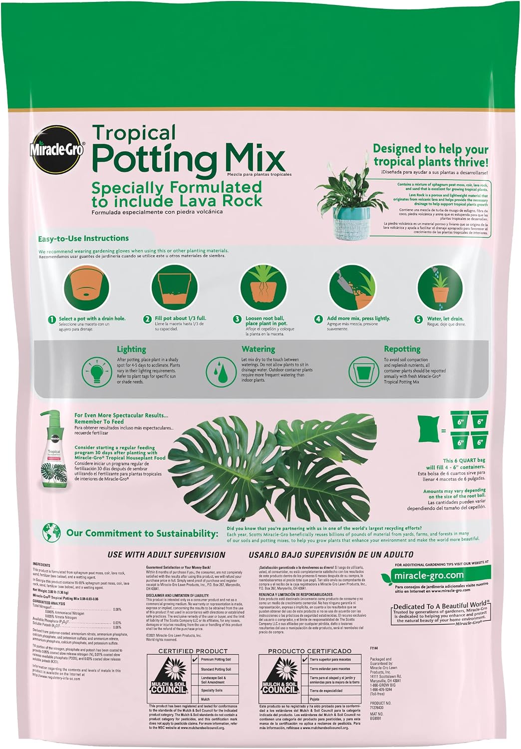 Gro Tropical Potting Mix, 6 qt. (2-Pack) | Growing Media for Tropical Plants Living in Indoor and Outdoor Containers