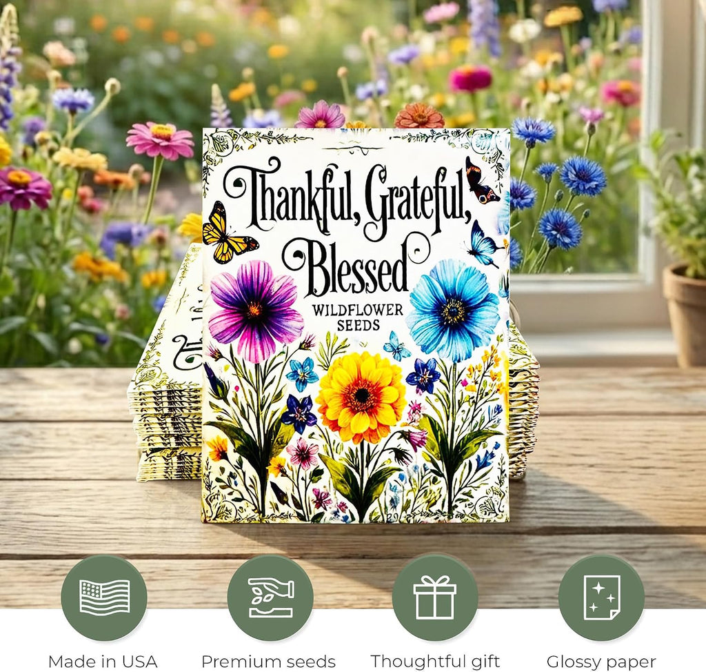 25 Wildflower Seed Packets - Thank You Gifts for Guests - Engagement Party Decorations - Wild Flower Seeds Throw and