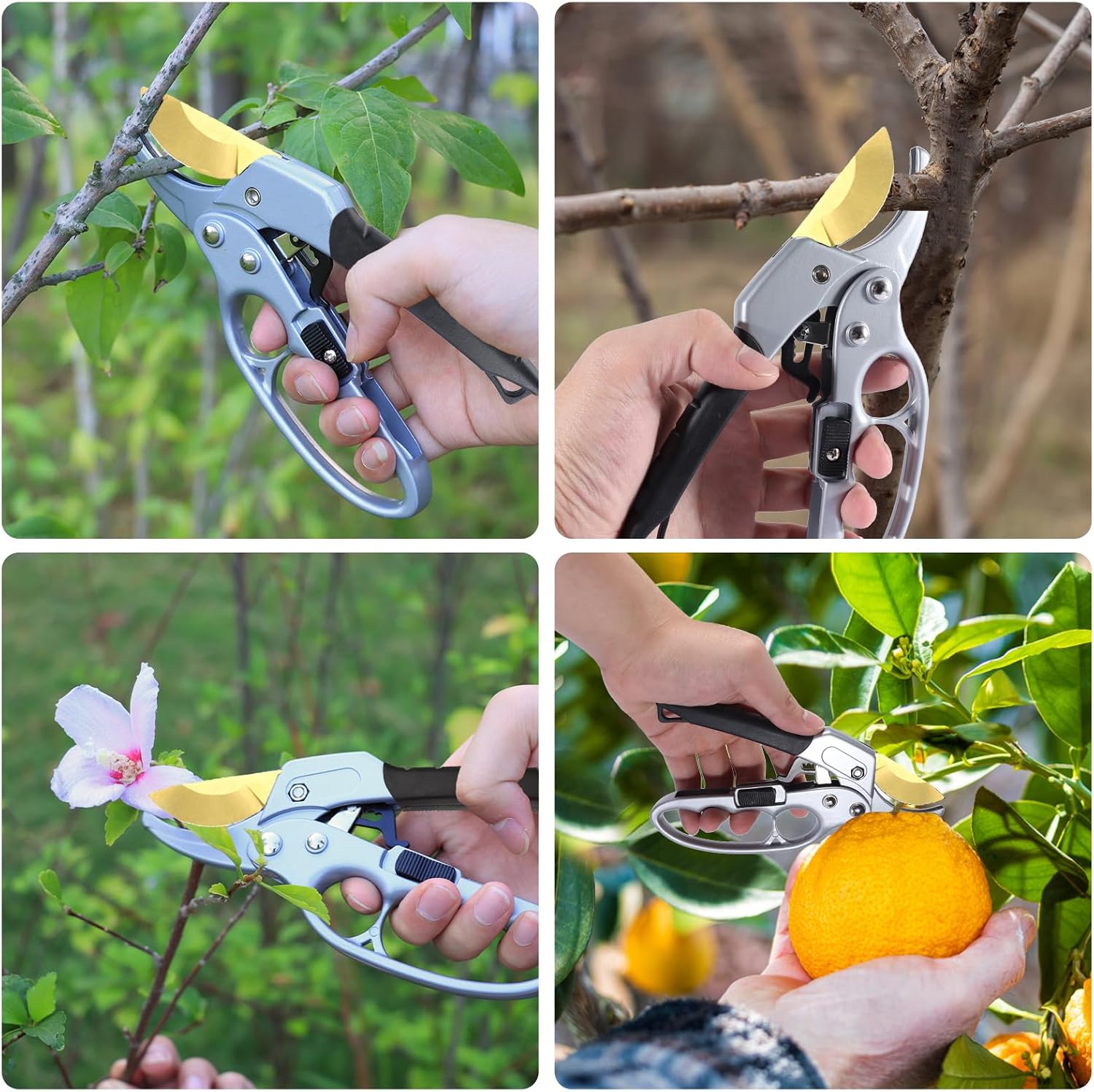 Garden Clippers, Premium Germany Titanium Pruners, Work 3 Times Easier, Ratcheting Pruning Shears, Cutting Rose