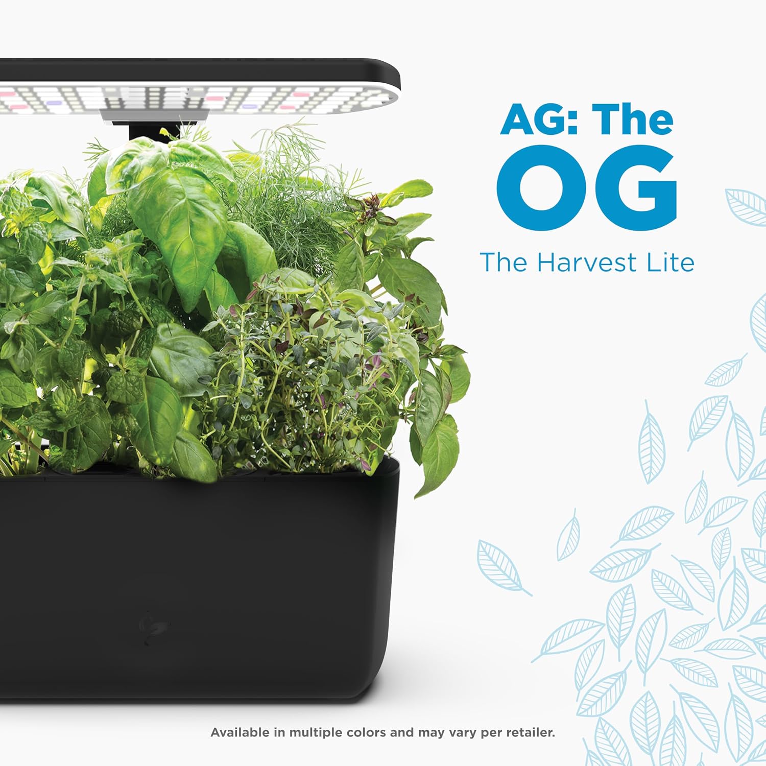 AeroGarden Harvest Lite, Black | Soil-free Indoor Hydroponic Garden with LED Grow Light for Year-Round Gardening of up