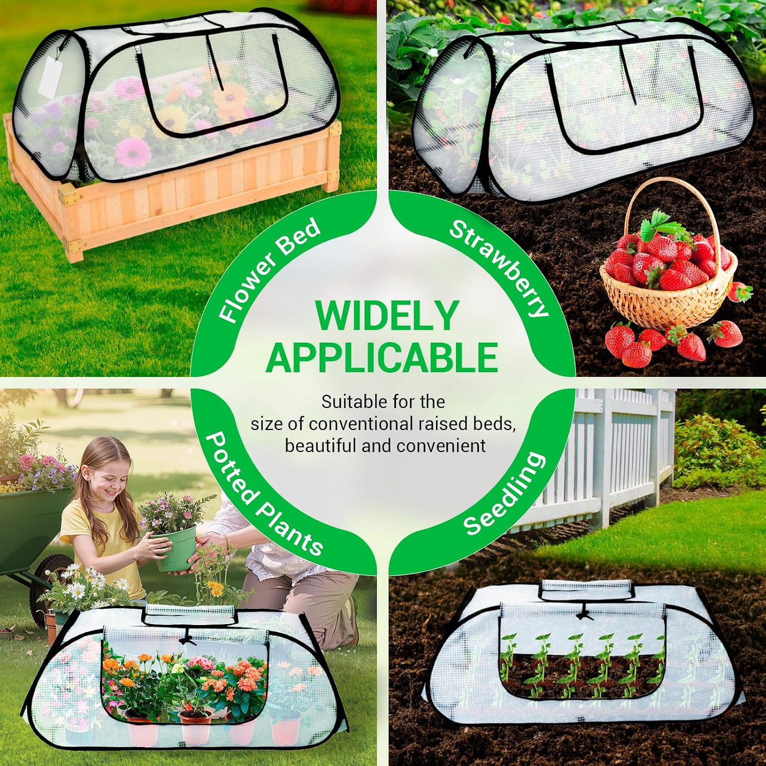 Garden Covers for Raised Beds, Pop Up Raised Garden Bed Cover, Garden Row Plants Cover Accelerator, Greenhouse Cover