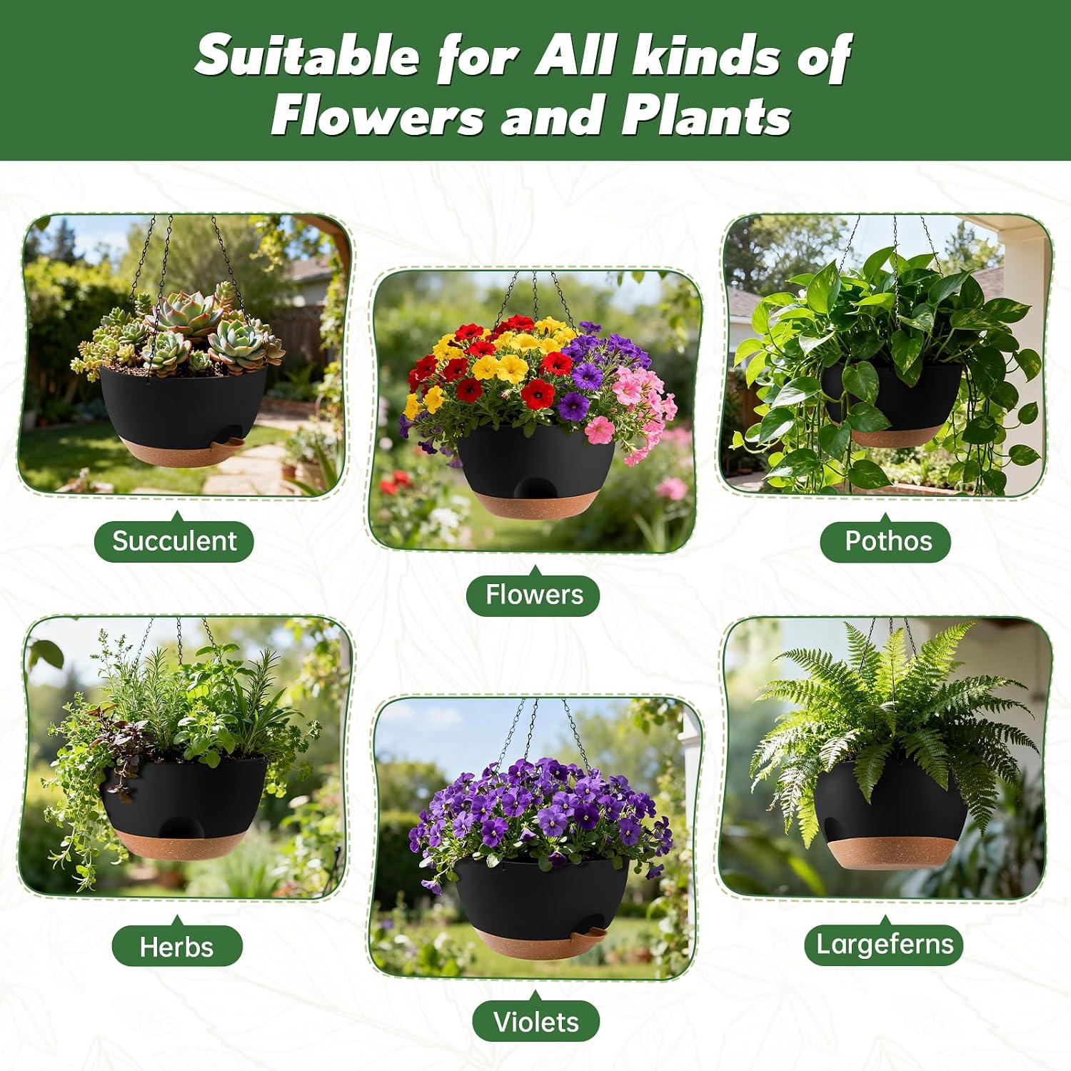 13-inch Oversized Hanging Planter Set of Two,Planters for Indoor and Outdoor Plants.Place Plant pots Across Diverse