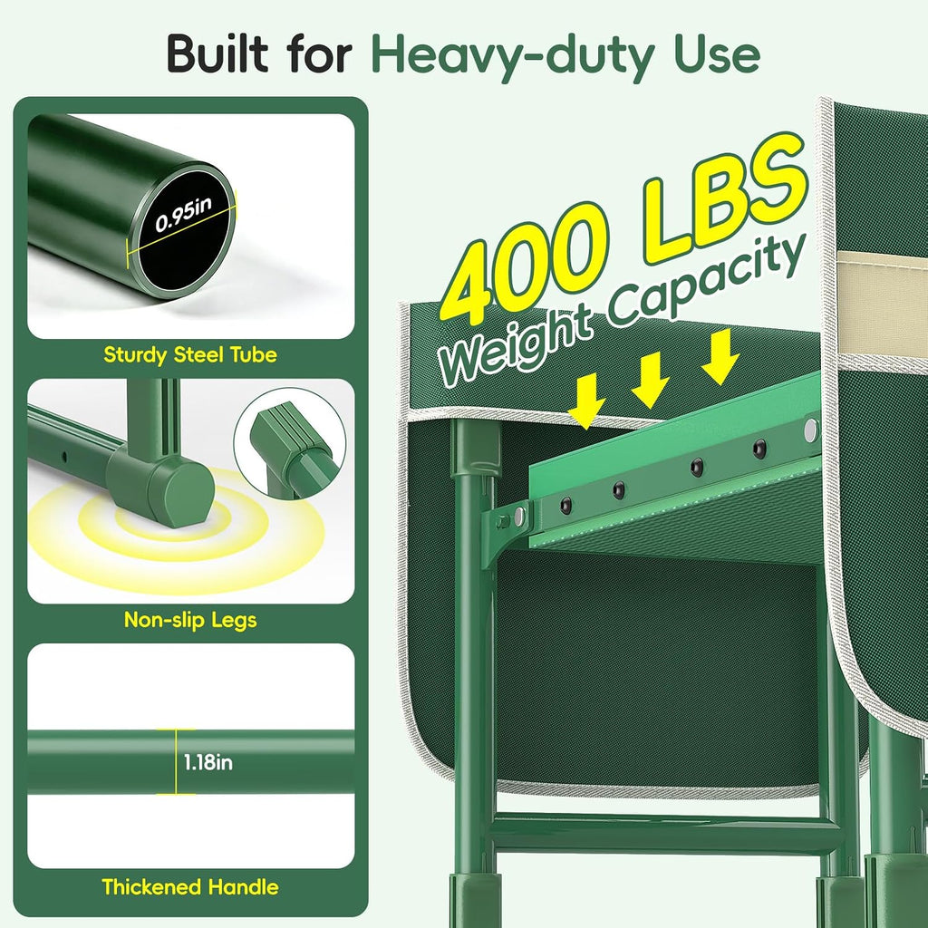 Housolution Garden Kneeler and Seat with Anti-Tipping Extendable Legs | Foldable and Portable Garden Stool with 2 Tool