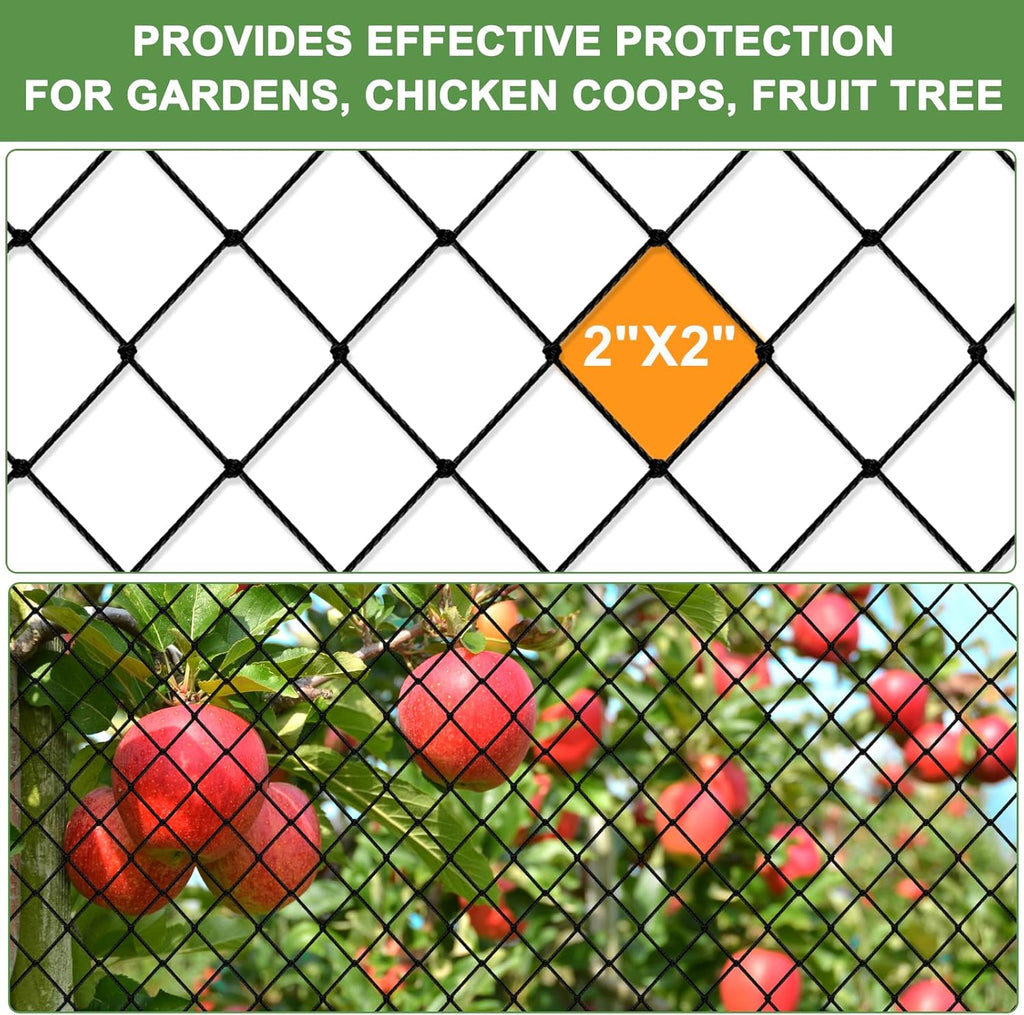 Bird Netting 25'x100' Heavy Duty Nylon Net with 2" Mesh, Garden Netting | Poultry Netting for Chicken Coop Roof, Aviary