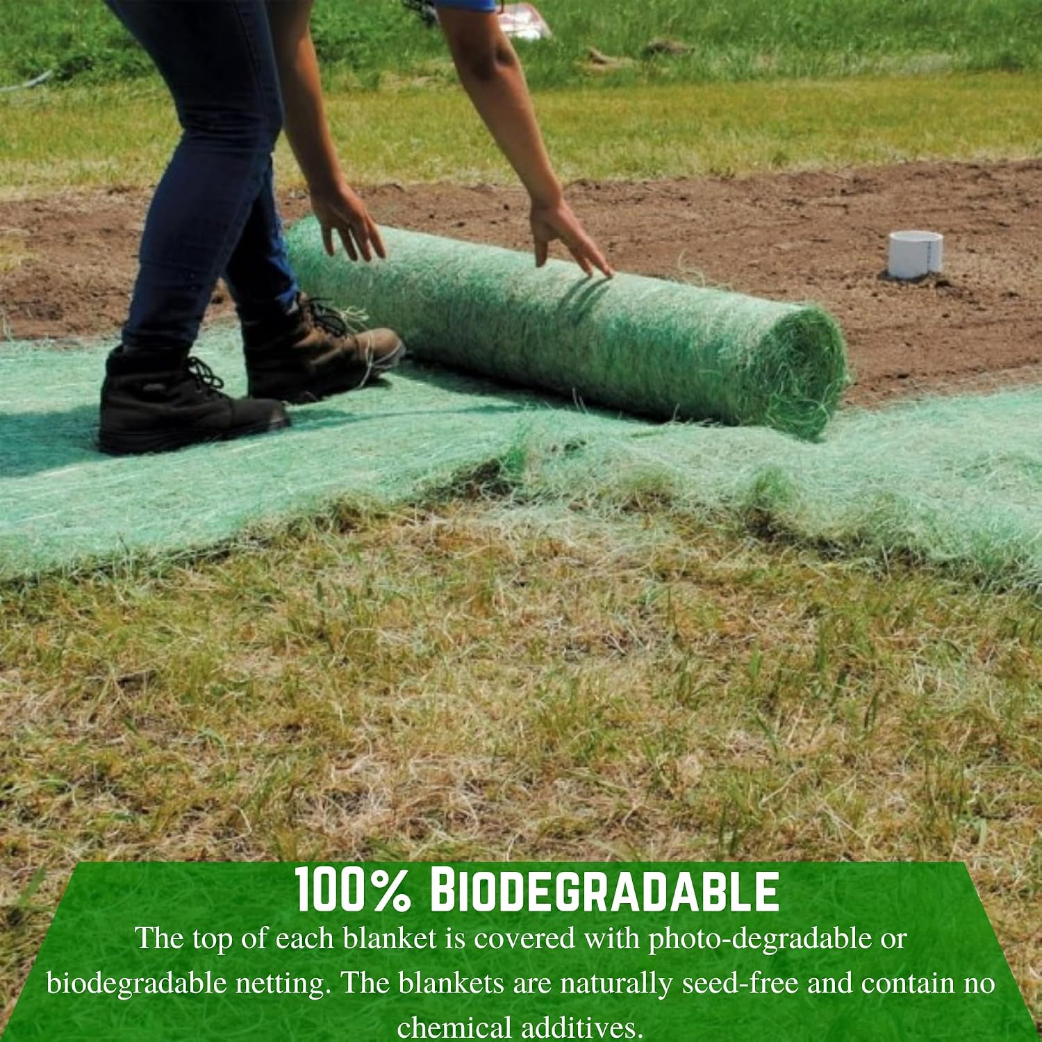 Farm Plastic Supply - American Excelsior QuickGrass Pro - Green Erosion Control Blanket Landscape Roll, Erosion Control