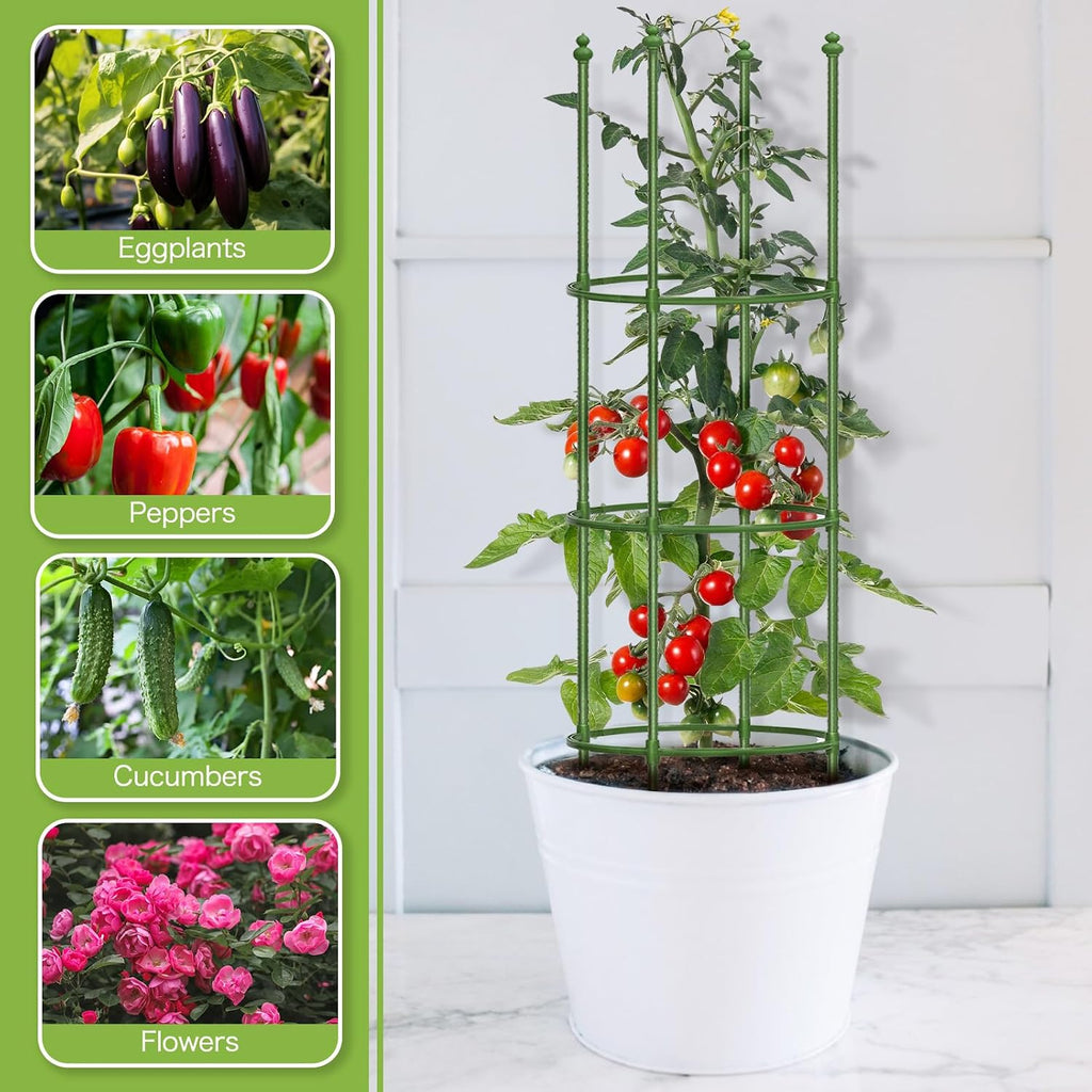 2 Pack Up to 59 Inch Height Adjustable Tomato Cages for Garden | Heavy duty, Rust-resistant trellis, Adjustable height