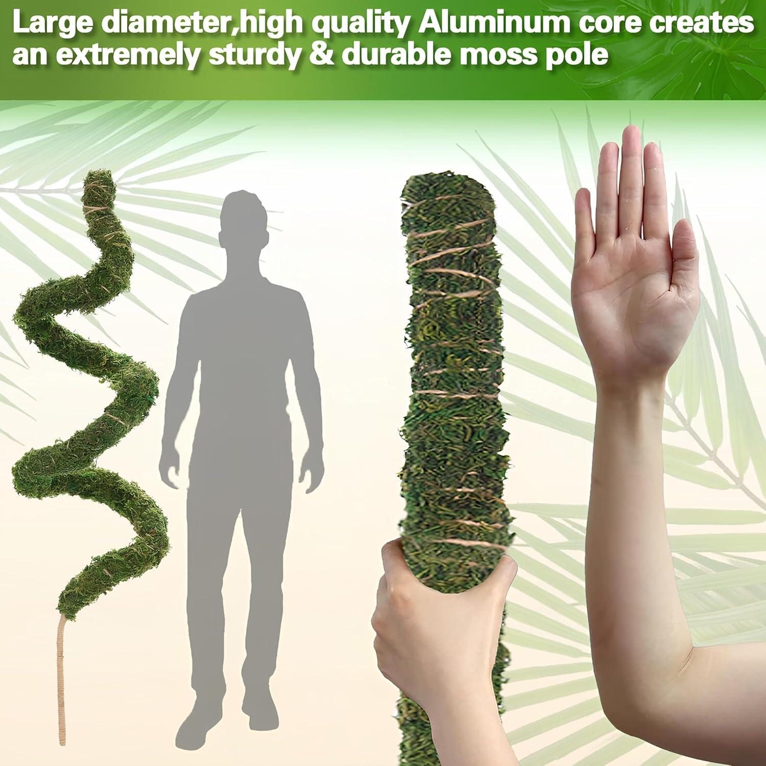 Soupiar Moss Pole Monstera Plant Support - Tall 63 Inch Pure Natural Handmade Bendable Moss Poles for Climbing Plants