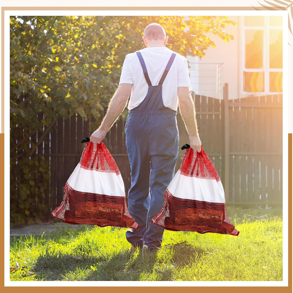 60 Pcs Onion Bags Reusable Mesh Produce Storage with Drawstring Firewood Bags Onion Potato Storage Sacks for Garden