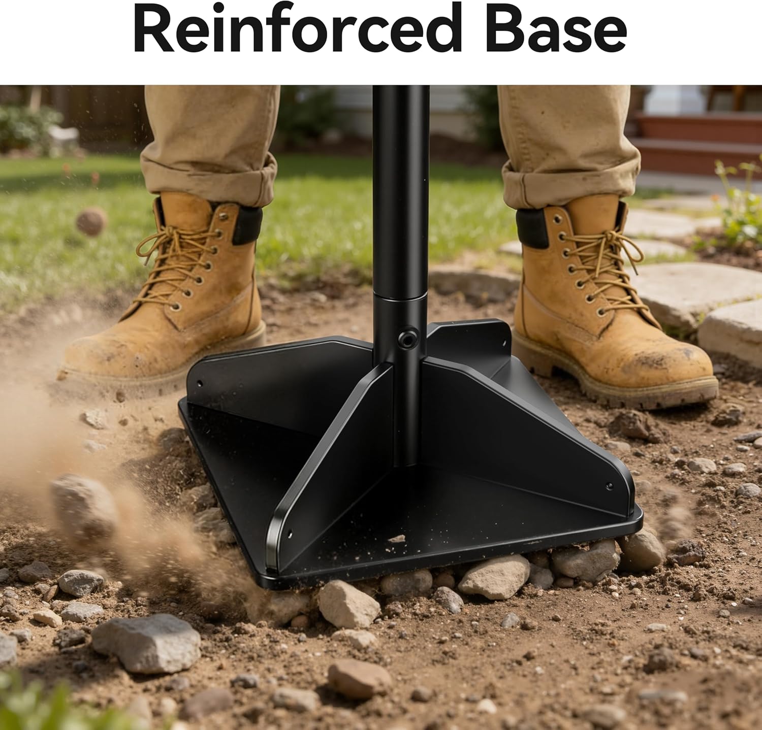 48" Handle Steel Tamper,10×10" Tamper Tool Landscaping | Heavy Duty Handle Tamper with Comfortable Rubber Grip, Garden