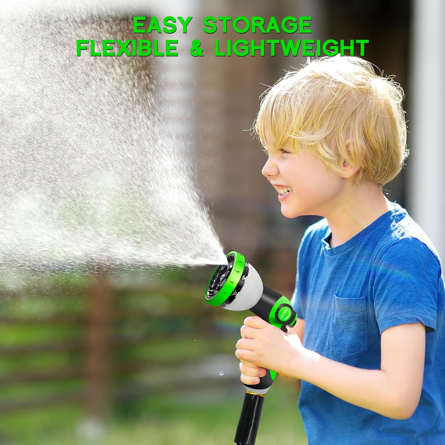 Junredy Garden Hose 50 FT, NON-EXPANDABLE Heavy-Duty Flexible & Lightweight Water Hose with 10-Function Nozzle