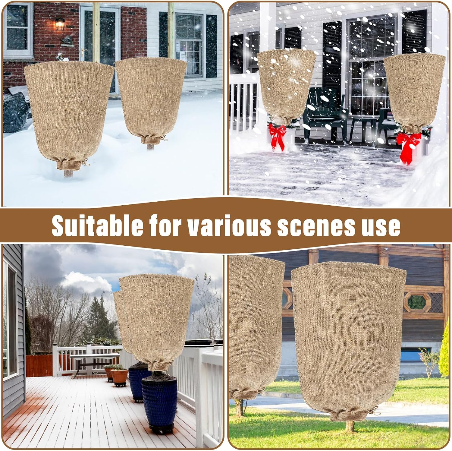 Riare 2 Packs 40 × 47 Inch Large Winter Plant Cover Bags with Drawstring