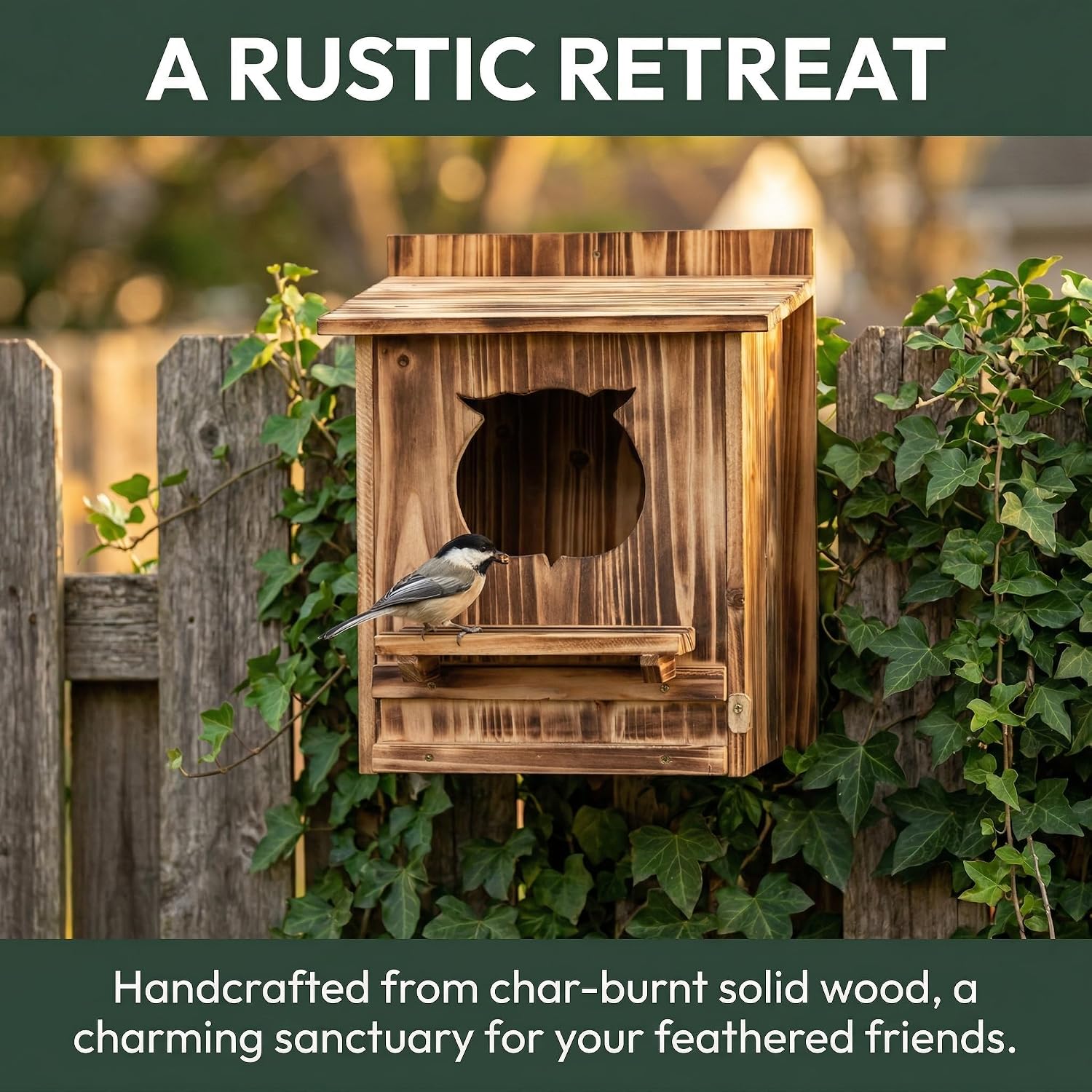 Owl Nesting Box for Outside 14.2×12×7.5 Inch Screech Owl House Bird House | Owl-Shaped Entrance, Wooden Bird Box, Easy