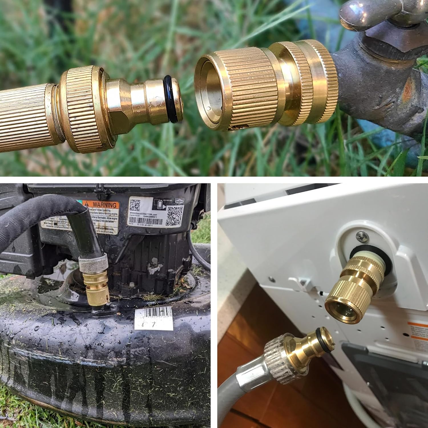 Hose Quick Connect, 3/4 Inch Brass Quick Connect Hose Fittings 5Set | Heavy Duty Garden Hose Quick Connector Easy