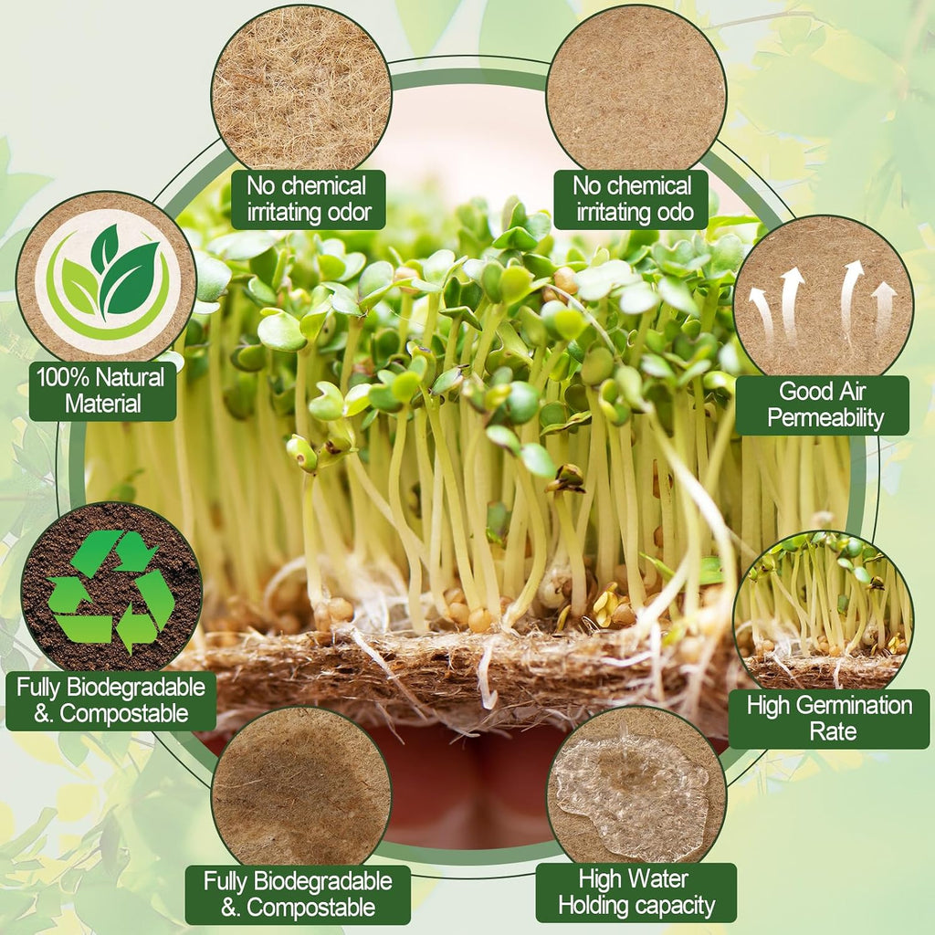 10 x 236 Microgreens Growing Mat Jute Fiber Grow Mats Extra Long Hydroponic Grow Pads for Wheatgrass, Sprouts