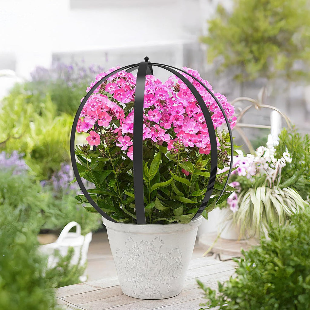 Metal Circle Trellis, Garden Sculpture Globe Topiary for Climbing Plants Outdoor Potted Round Planter Trellis Black