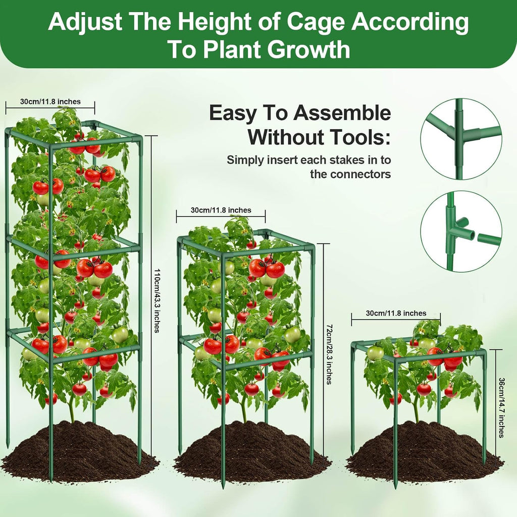 Lezmarket 3 Pack Tomato Cages for Garden, Tomato Trellis for Raised Garden Bed with Plant Clips and Twist Ties for