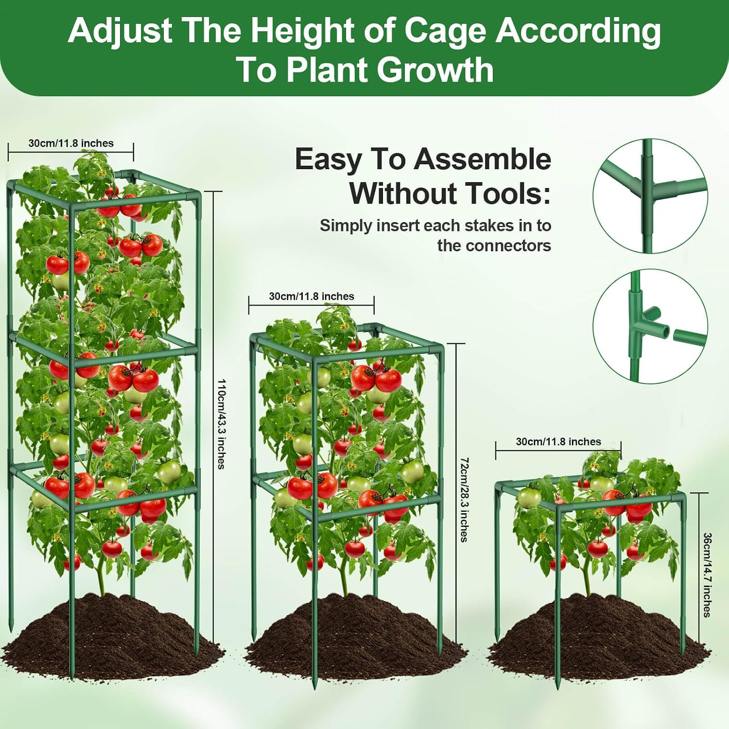 Lezmarket 3 Pack Tomato Cages for Garden, Tomato Trellis for Raised Garden Bed with Plant Clips and Twist Ties for
