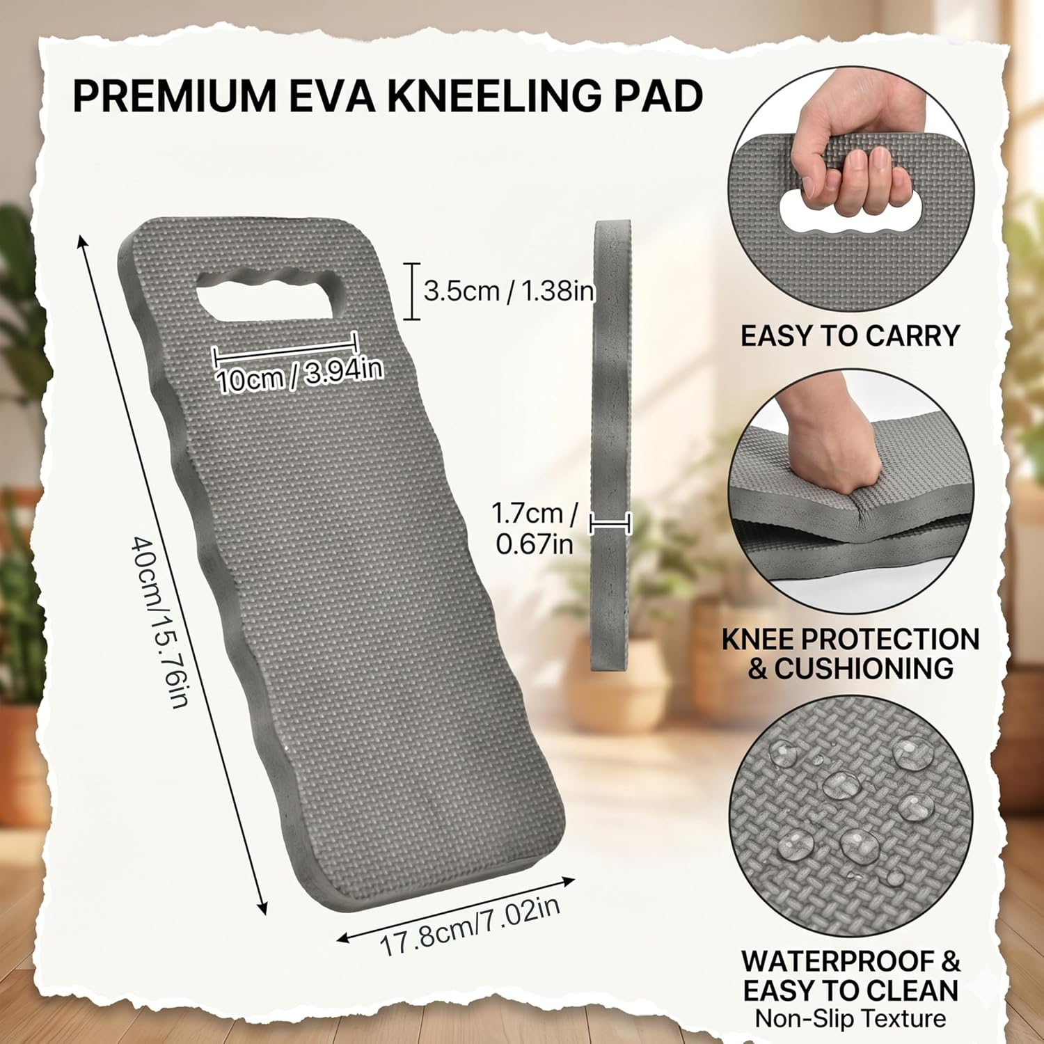 10 Pcs Garden Kneeling Mats, 15.8 x 6.7 x 0.67 Inch Foam Waterproof Knee Cushions | Multi-Use Garden Pads for Baby Bath