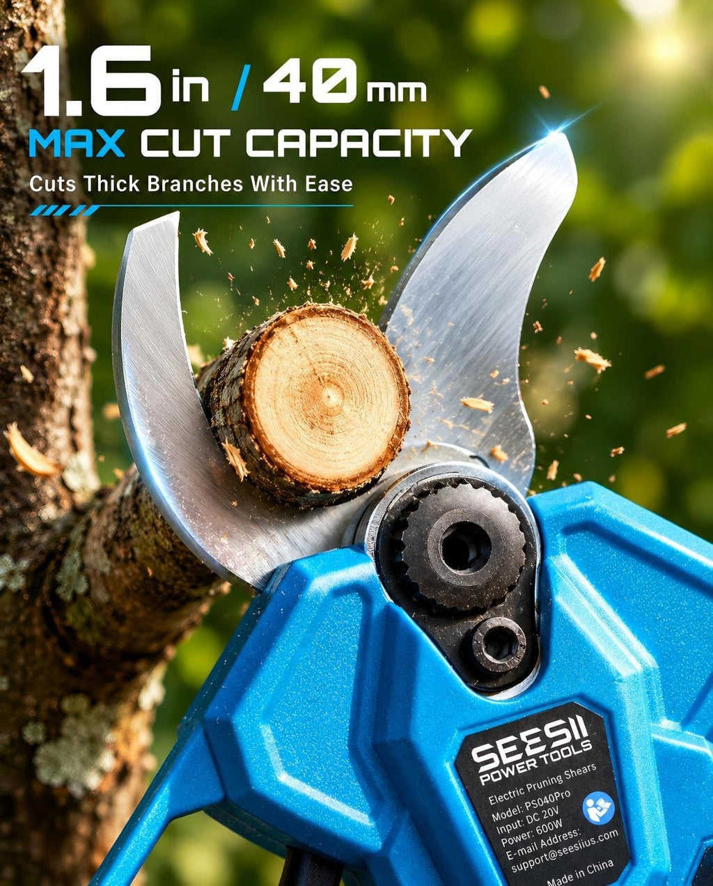 SEESII 2-in-1 Pole Pruning Shears 1.6'' Cut, 20V Cordless, 4.9-9 ft Reach | Brushless Motor, SK5 Blade, LCD Display, 4