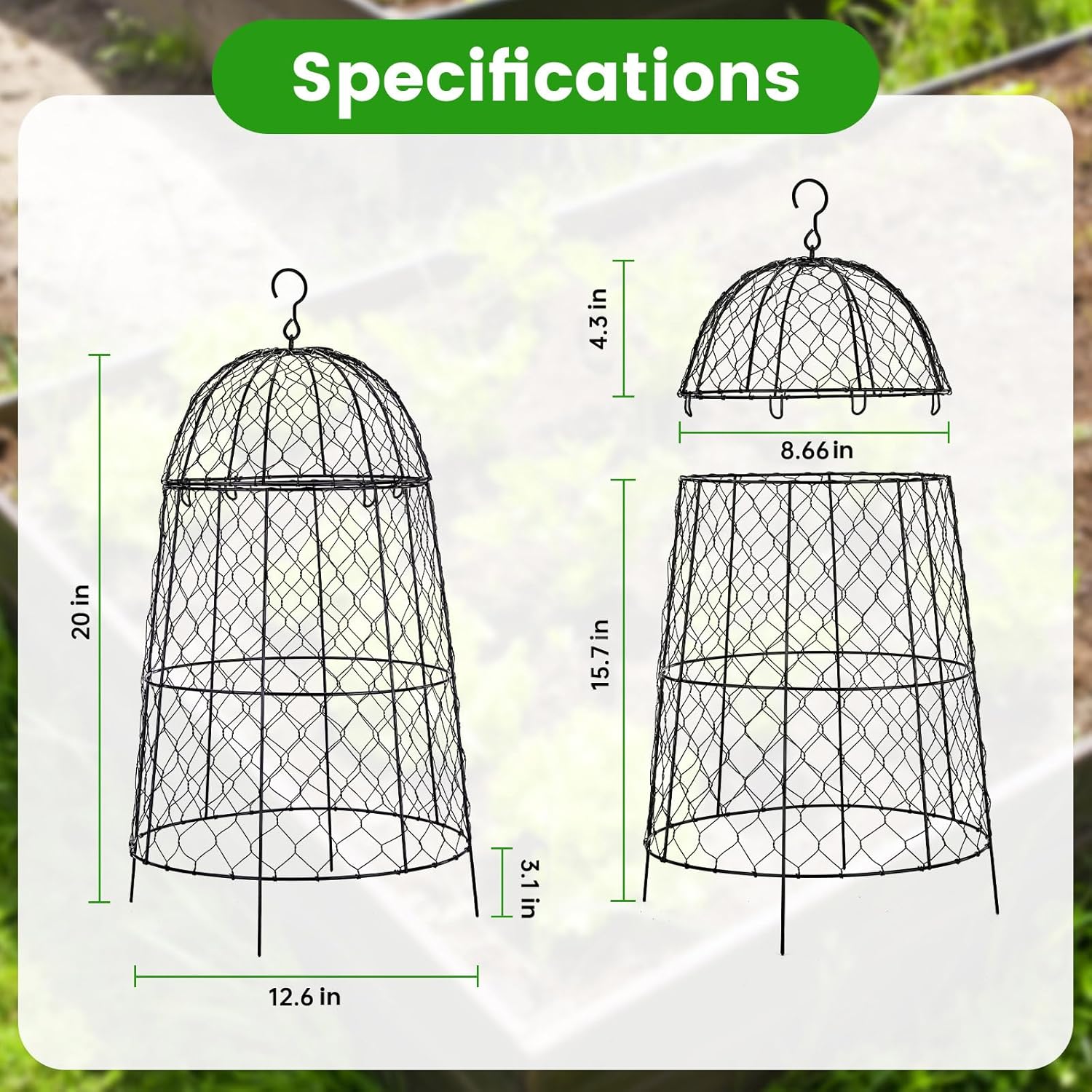 Chicken Wire Plant Covers,20×12.6in Large Size Rust-Proof Plant Cages for Outdoor Plants, Flip-top Design for Easy