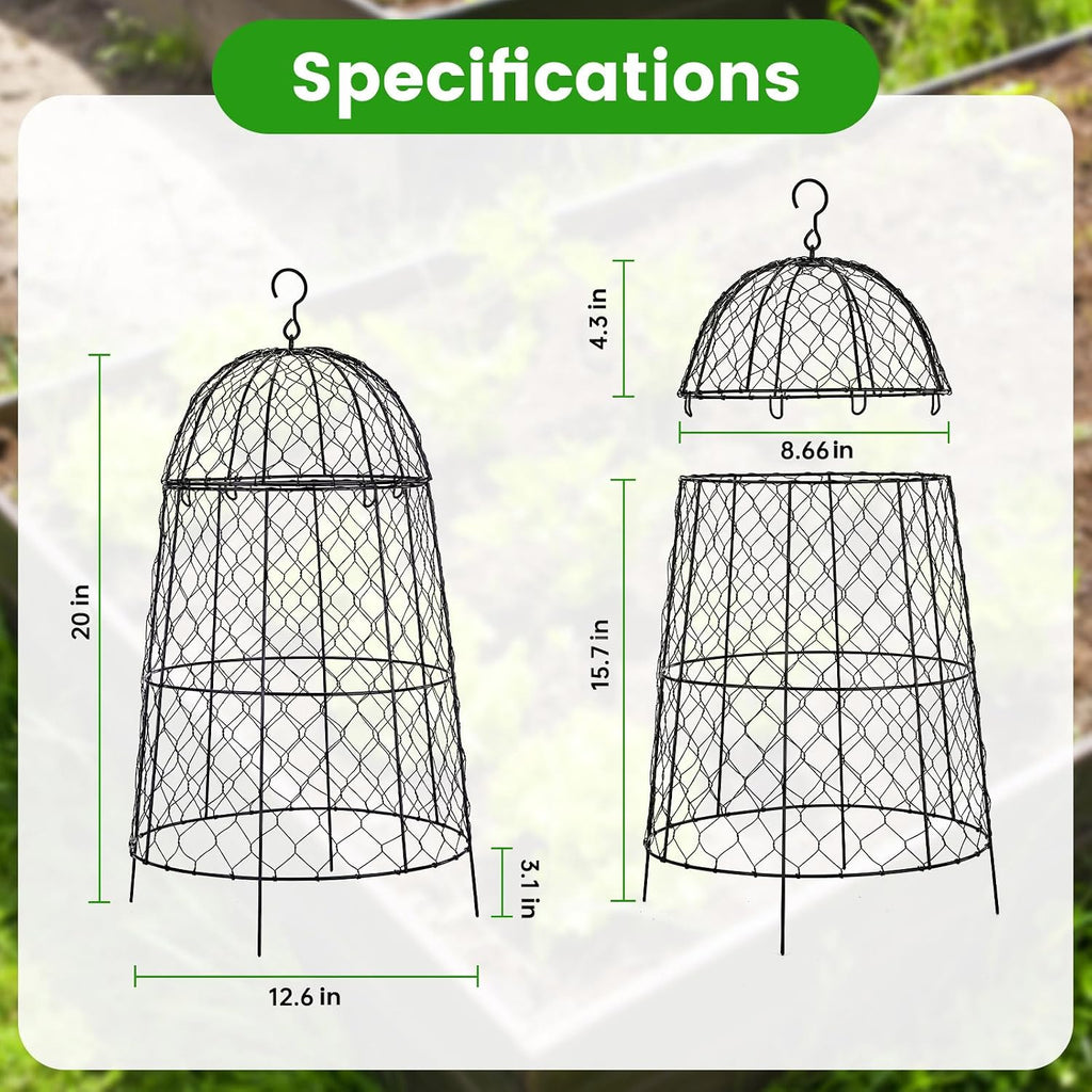Plant Protector Chicken Wire Cloche 8 Psc, 20×12.6in Large Garden Plant Cage Protector, Split Design and Anti-Rust
