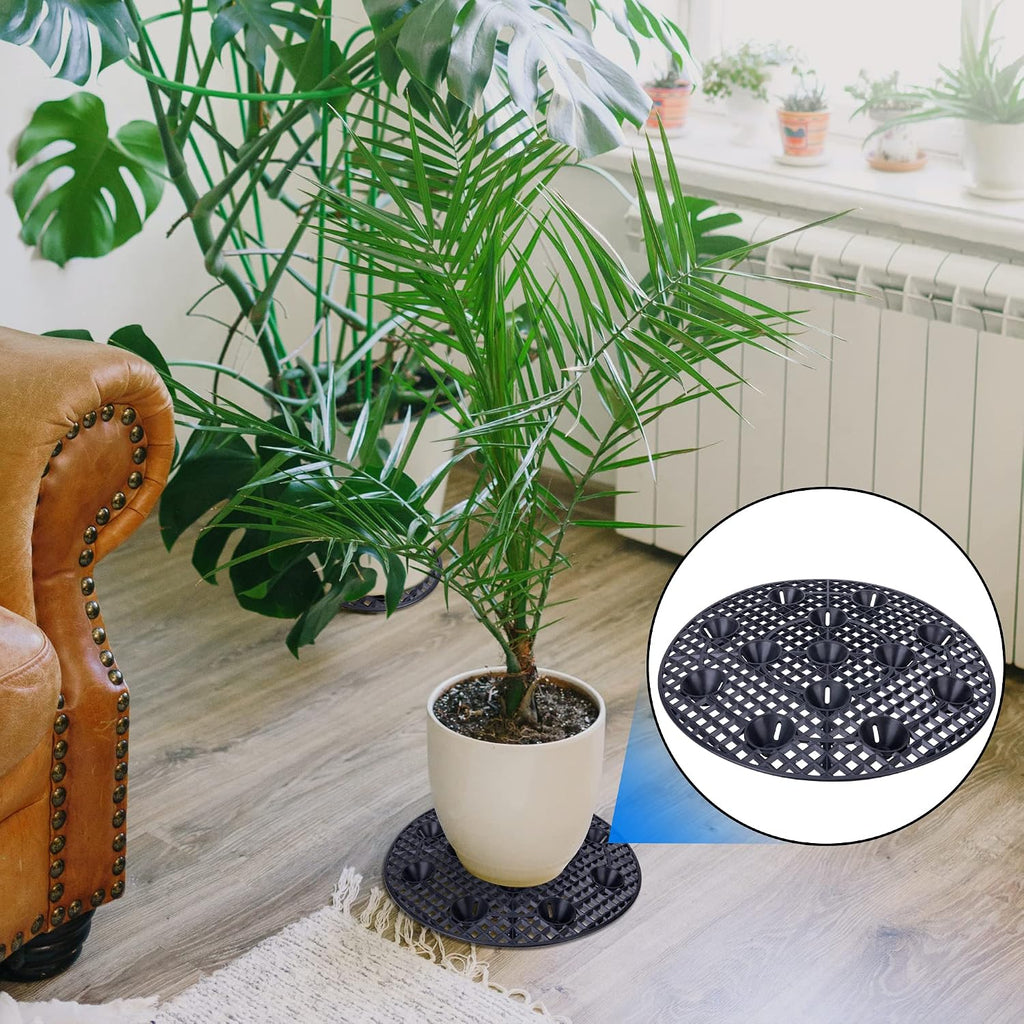 6 Pack Large 15" Plant Level Pot Elevator, Heavy Duty Plants Stands | Black Plant Pot Saucer for Prevent Rot and Damage