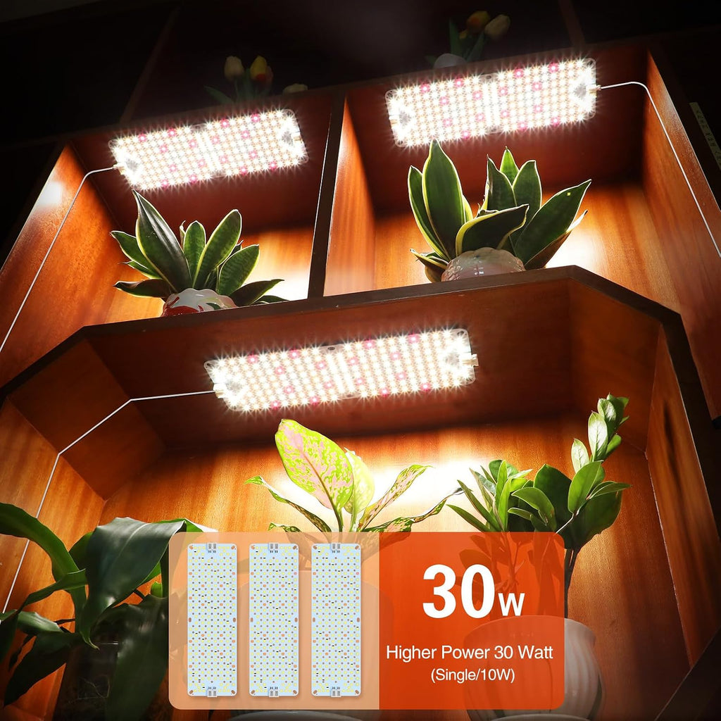 3Panel Grow Lights for Indoor Plants, Seed Starting, Veg, Pot Plants, Bonsai with Timer 4/8/12/16/20H, Ultra-Thin Under