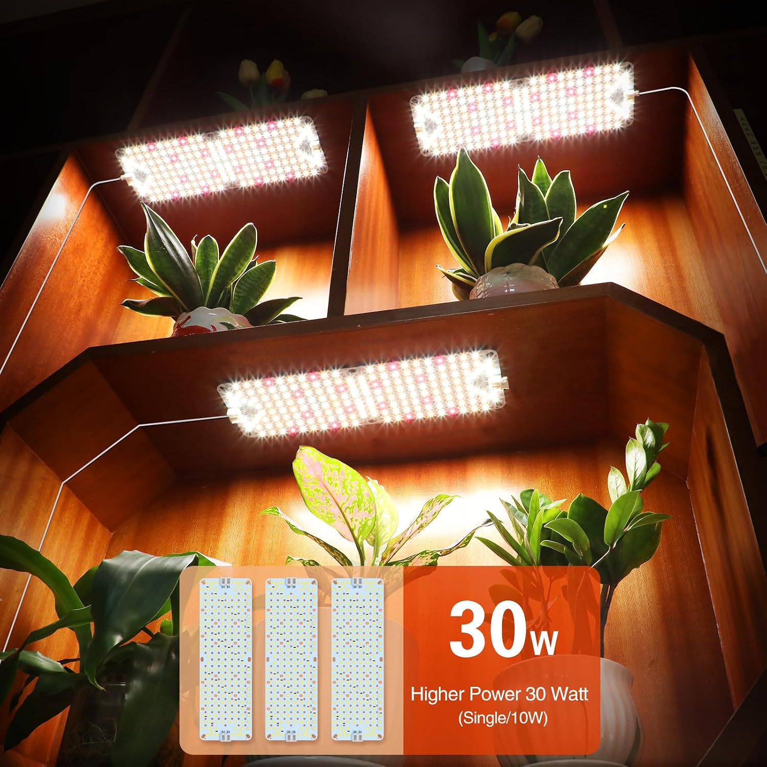 3Panel Grow Lights for Indoor Plants, Seed Starting, Veg, Pot Plants, Bonsai with Timer 4/8/12/16/20H, Ultra-Thin Under