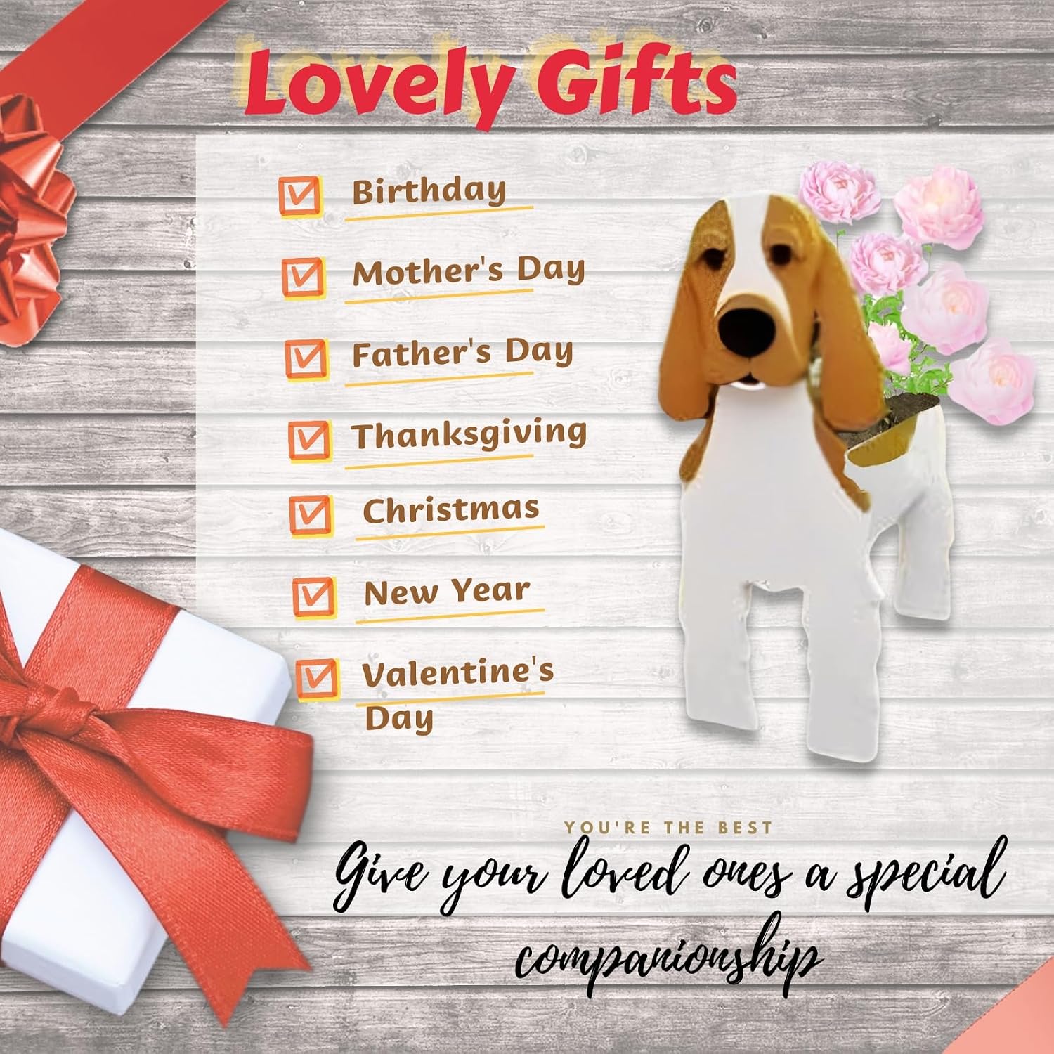 Cocker Spaniel Dog Planter Pots, Animal Shaped Flower Pot | Cute Plant Gift for Women and Pet Lovers, Indoor Outdoor