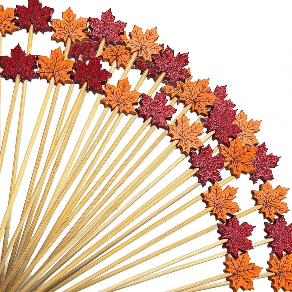 Hoteam 24 Pcs Halloween&Fall Flower Picks 14", Black.Orange,Purple