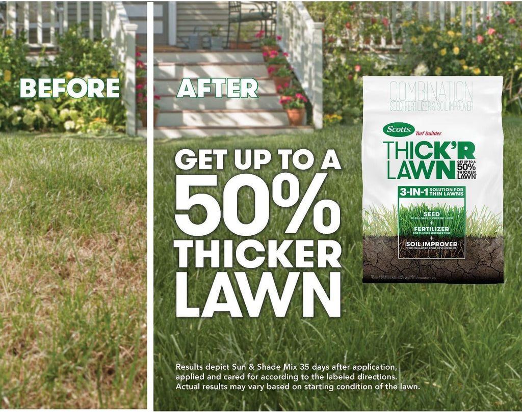 Scotts Turf Builder Thick'R Lawn Tall Fescue Mix, 40 lbs. | Combination Grass Seed, Lawn Fertilizer and Soil Improver