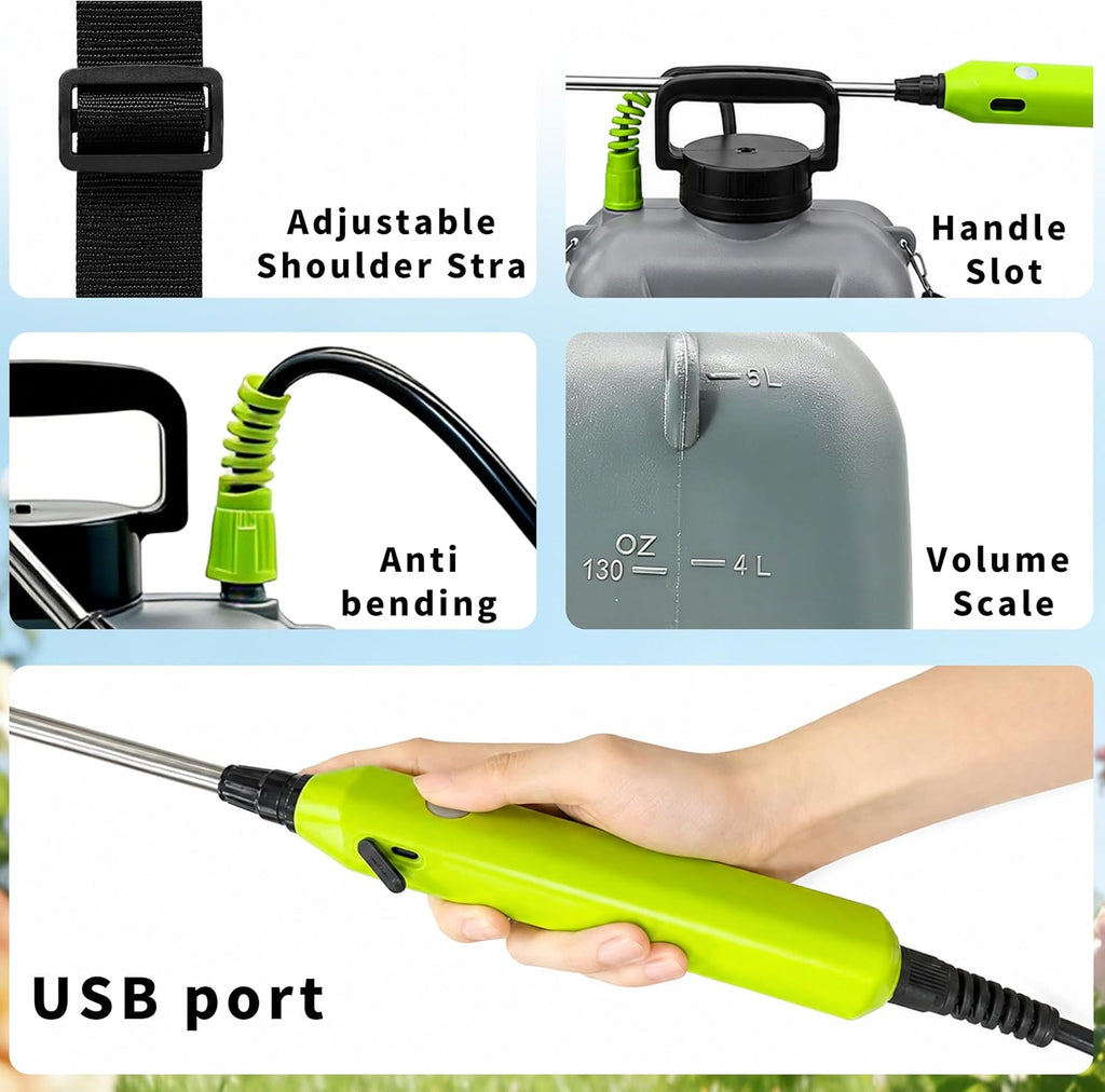 Sprayer 1.35 Gallon Battery Powered Sprayer, Covers 3,000 Sq Ft per Tank | Electric Sprayer with 3 Interchangeable