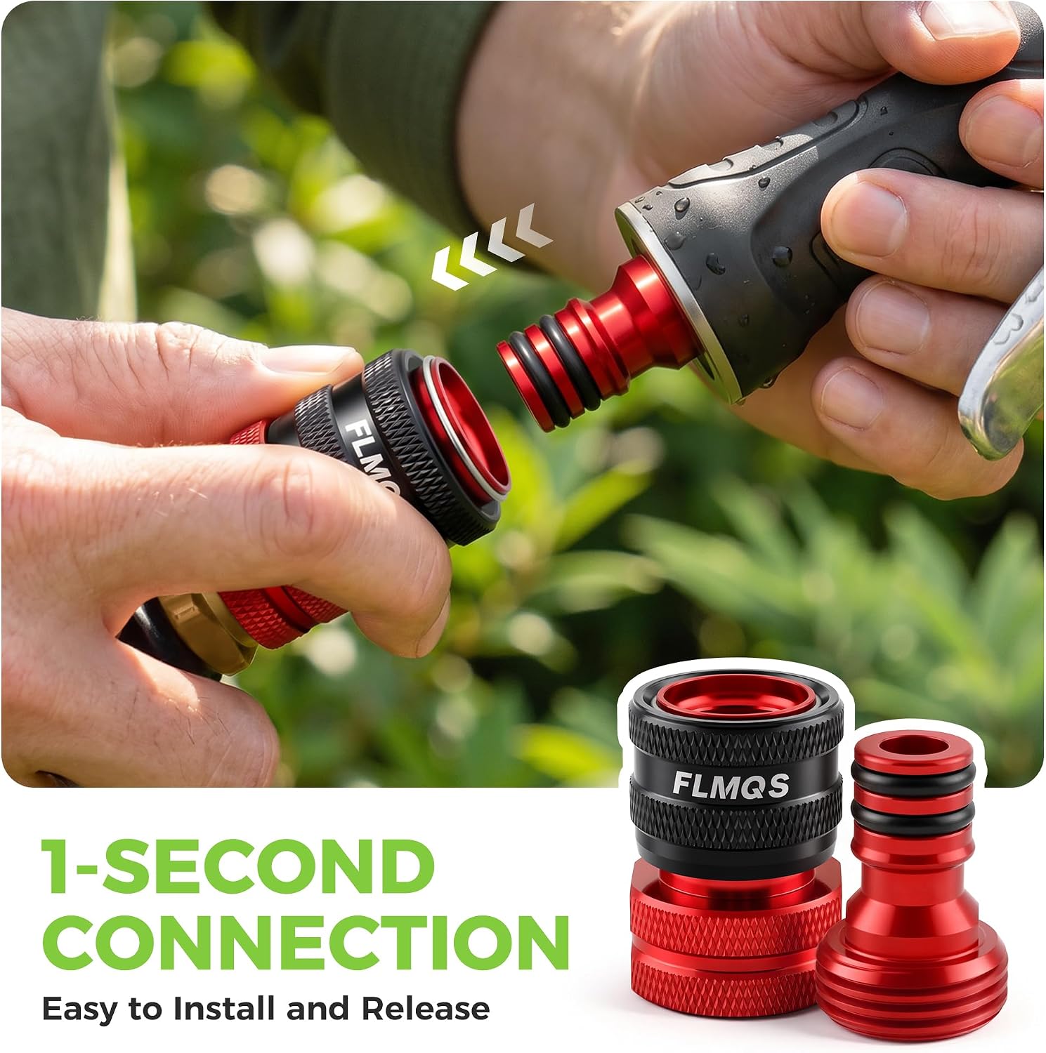 Quick Connect Hose Fittings 3/4" GHT Solid Aluminum Alloy Garden Hose Connectors, Universal Leak-Proof Quick Connector