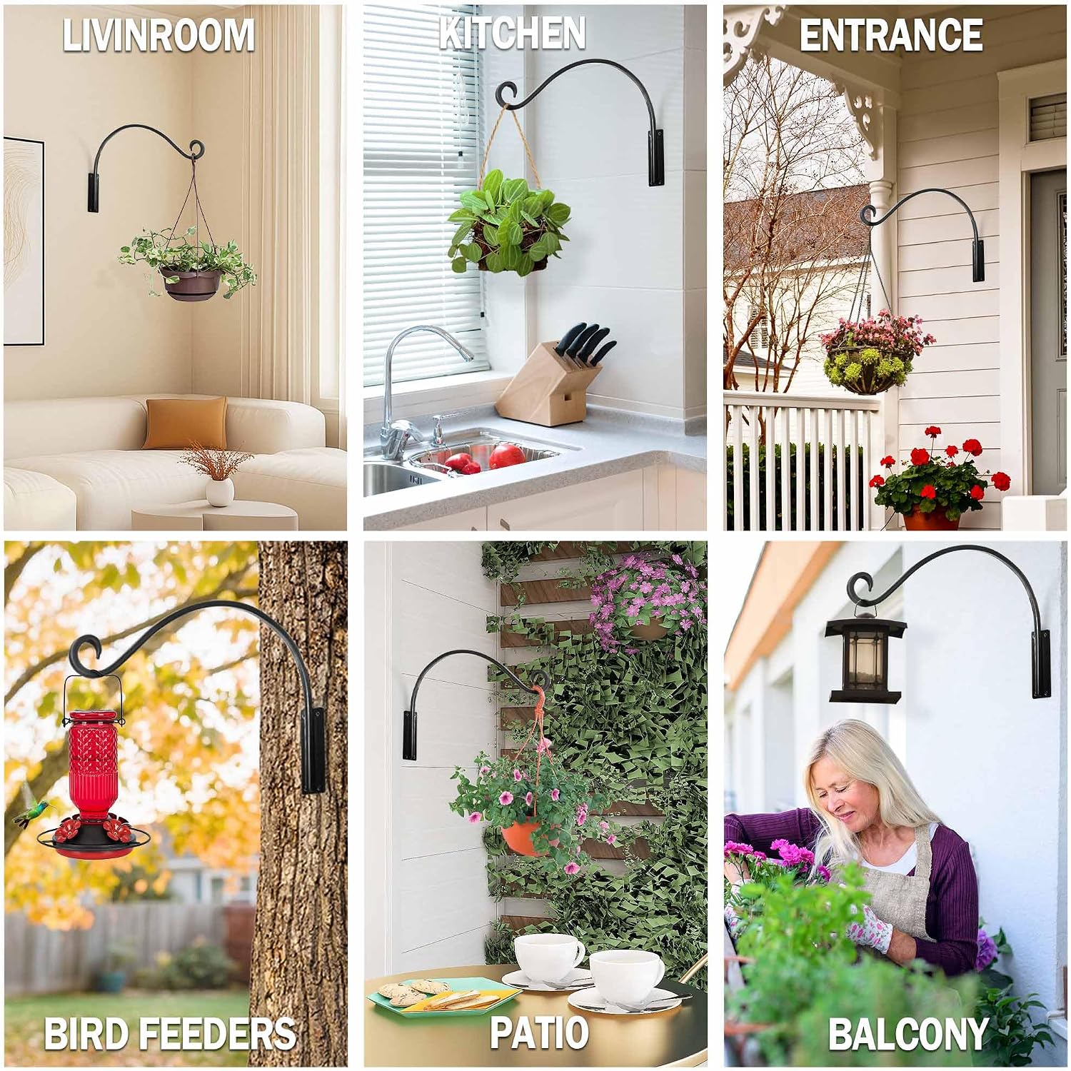 AJART Hanging Plant Hanger Outdoor: 22-Inch Bird Feeder Wall Hooks | Heavy-Duty hanging basket hook,100 Lbs Capacity
