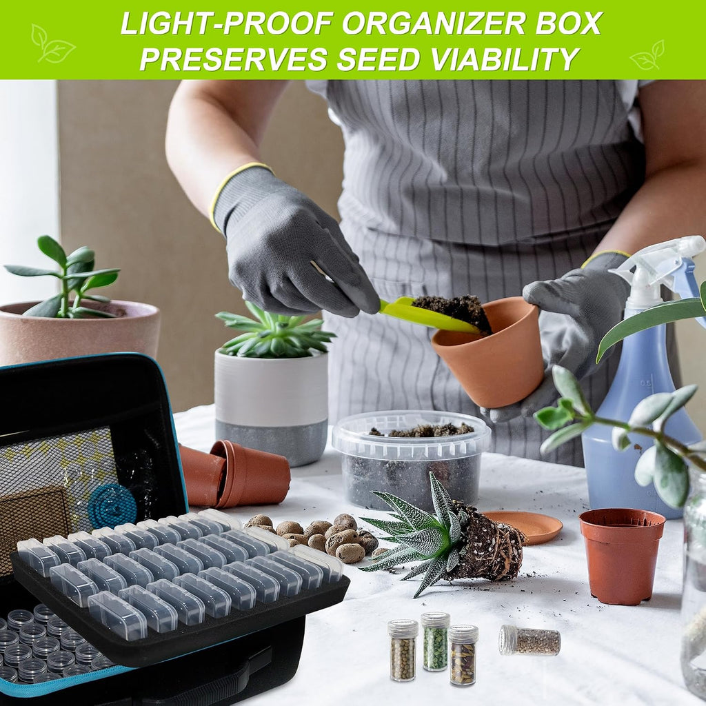 87 Slots Seed Storage Organizer Box with 20 Envelopes, Large Capacity Seed Storage Container with Zipper Bag, Label
